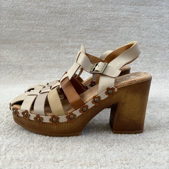 Korks by Kork-Ease Strappy Platform Clogs Heels Sandals Shoes 7 - Picture 1 of 11